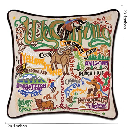 Catstudio Wyoming Hand Embroidered Decorative Throw Pillow - color: Wyoming