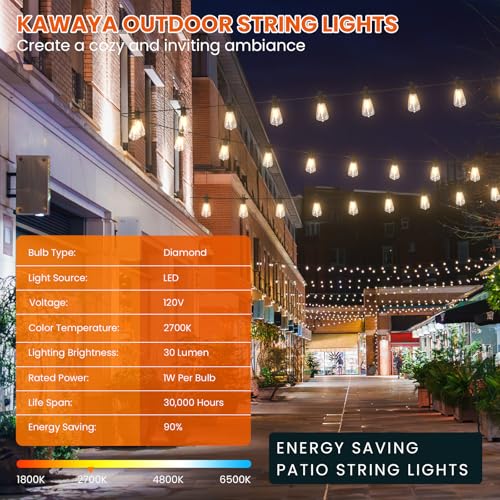 Kawaya ST38 Outdoor String Lights 200FT for Patio Garden Porch Bistro Cafe - size: 200FT