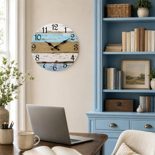 CHYLIN Wall Clock Silent Non-Ticking Battery Operated Rustic Wood Grain - color: C-rustic Wood Grain, size: 8 inch