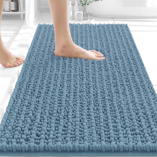 OLANLY Bathroom Rugs 30x20, Thick Soft Absorbent Chenille Bath Rugs - color: Airy Blue, size: 30" x 20"