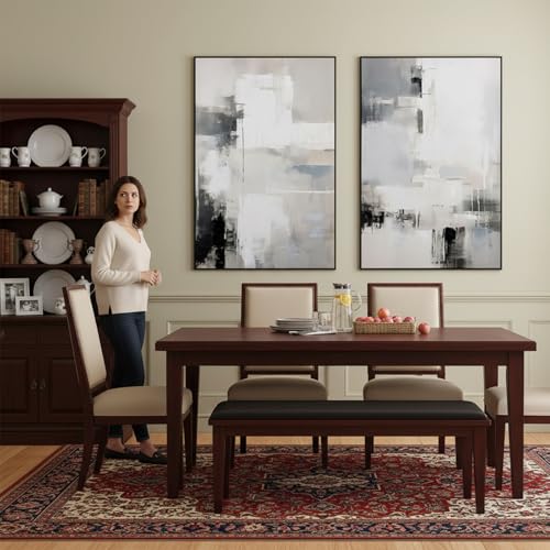 SAFERRYHOME Neutral Abstract Hand Painted Wall Art, 24x36 Inches, Set of 2 - color: Grey Abstract, size: 24" x 36" x 2 Panel Framed