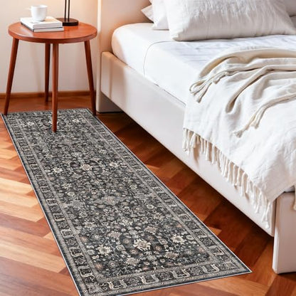 2x6 Washable Hallway Runner Rug: 6ft Kitchen Rugs with Non Slip Backing - color: Dark Black Gray, size: 2' x 6' (Rectangular)