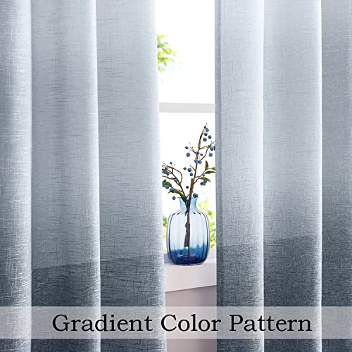 Central Park Ombre Semi Sheer Curtain, Cream White to Indigo, 40" Wx95 Lx2 - color: Indigo Blue, size: 40"W x 95"L (Pack of 2)