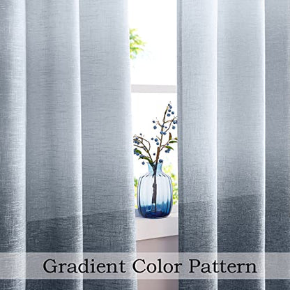 Central Park Ombre Semi Sheer Curtain, Cream White to Indigo, 40" Wx108 Lx2 - color: Indigo Blue, size: 40"W x 108"L (Pack of 2)