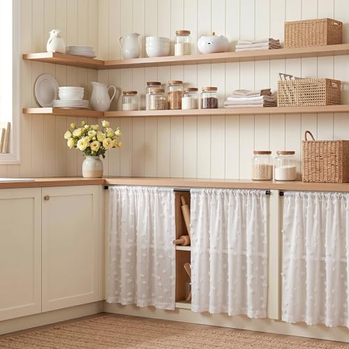 MYSKY HOME White Sheer Curtains 24 inch Length for Small Window,2 Panels - color: 1-white, size: 26"W x 24"L (Pack of 2)