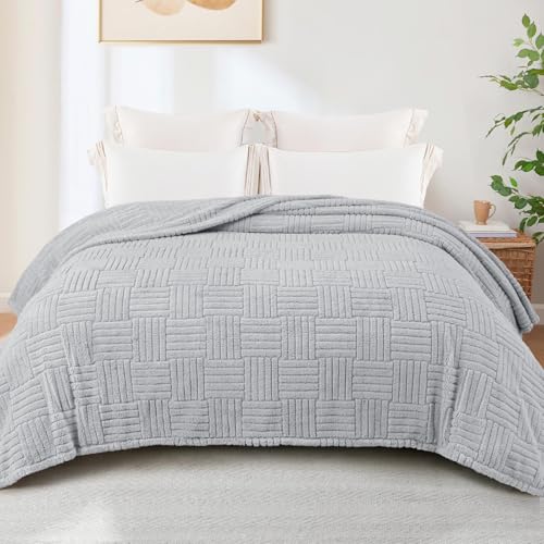 Whale Flotilla Lightweight Fleece Twin Size Blanket for Bed, Light Grey - color: Light Grey, size: Twin(60x80 Inch)