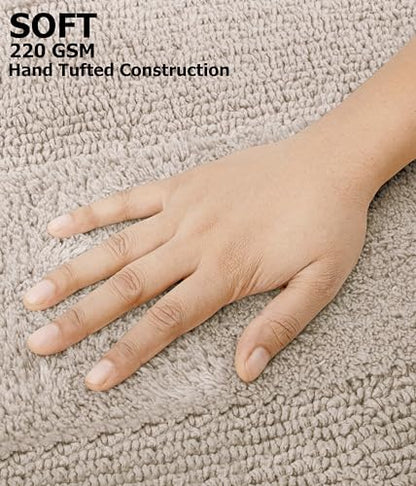 COTTON CRAFT 2 Pack Reversible Bath Mat - Soft Plush Bath Rug -17x24- Linen - color: Linen, size: 17x24 Inches