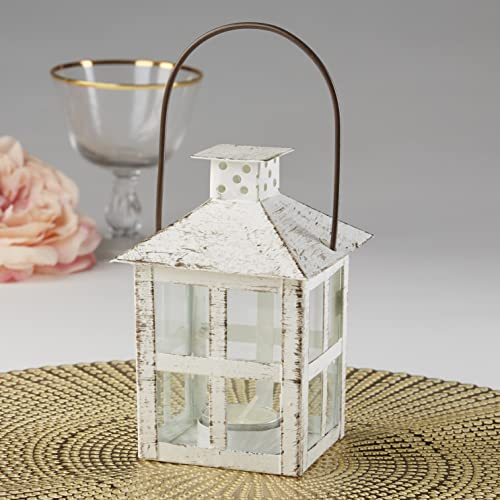 Kate Aspen White Vintage Distressed Rustic Candle Holder Decorative Lantern (6 Inch), Wedding Decoration, Centerpiece, Farmhouse Decor, Shelf Decor - size: 6 inch White Decorative Lantern, style: One Lantern