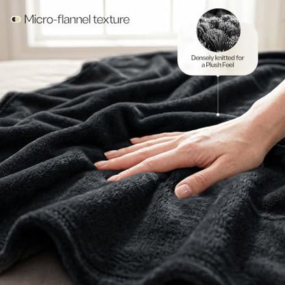 Soft Fleece Blanket for Bed Twin Size Black (60x80 Inch) - color: Black, size: Twin (60x80 Inch)