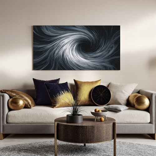 YISXINOAG Black White Abstract Wall Art Modern Spiral Painting 20"X40" - color: black white, size: 40"L x 20"W