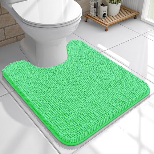 OLANLY Toilet Rugs U-Shaped 20x20, Soft Absorbent Chenille Contour Rugs - color: Mint Green, size: 20" X 20" Contour Rug