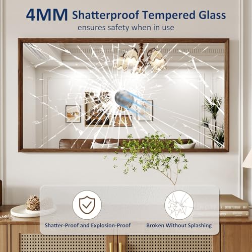 WEER Bathroom Vanity Mirror Walnut 55X30 Inch - color: Walnut, size: 55"L x 30"W