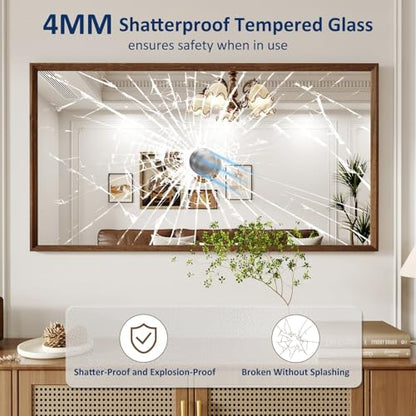 WEER Bathroom Vanity Mirror Walnut 55X30 Inch - color: Walnut, size: 55"L x 30"W