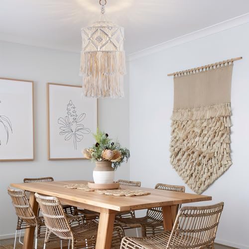 Boho Plug in Pendant Light, Handmade Macrame Hanging Lamp Shade - size: BOHO-04