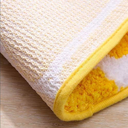 HYST Non-Slip Lemon Bath Rug Super Absorbent Machine Washable - color: Yellow, size: 1'8" x 2'8" (Semicircular)