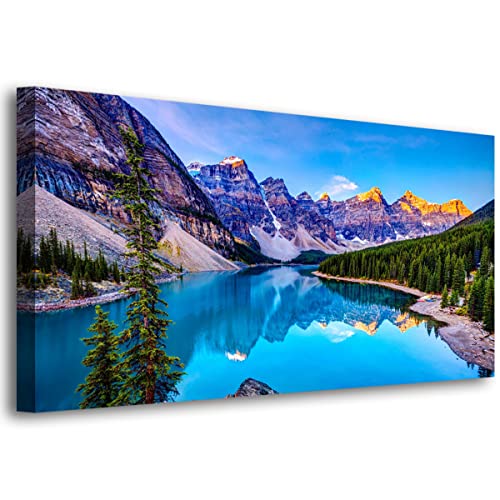 Wall Art Lake Mountain Landscape Picture Print Canvas Wall Art Modern Giclee Artwork Home Decor Stretched and Framed Ready to Hang,2cm Thick Frame, Waterproof Artwork - color: Lake and Mountain, size: 40"L x 20"W