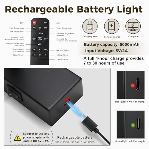 15.75 Inch Black Battery Operated Picture Light with Remote - color: Black, size: 15.75 In