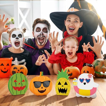 Kathfly 4 Piece Halloween Tray Decor, Spooky Wooden Fruit Accents - style: Tropical Fruit