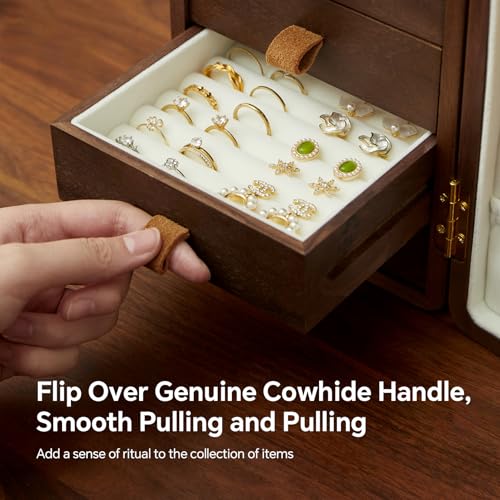 Black Walnut Solid Wood Cabinet Jewelry Box, Large - size: cat