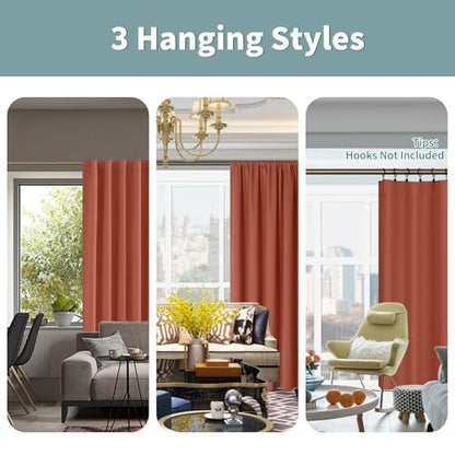 BGment 100% Blackout Curtains 63 Inch Length with Black Liner, Terracotta - color: Terracotta, size: 38"W x 63"L (Pack of 2)