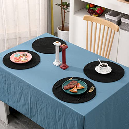 4 Pack Round Woven Placemats,13.8 inch Plate Chargers Black Thick Place Mats Cotton Rope Braided Tablemats Rattan Tablemats Black Weave Placemats for Dining Table - color: Black, size: Round Set of 4