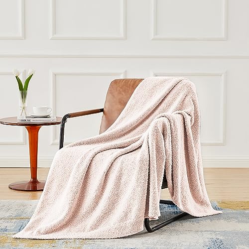 CYMULA Super Soft Pink Throw Blanket 50x60 inches- Lightweight Plush Fuzzy Fluffy Warm Cozy Blankets and Throws for Sofa Bed All Season Use - color: Pink, size: Throw/Travel(50"x60")
