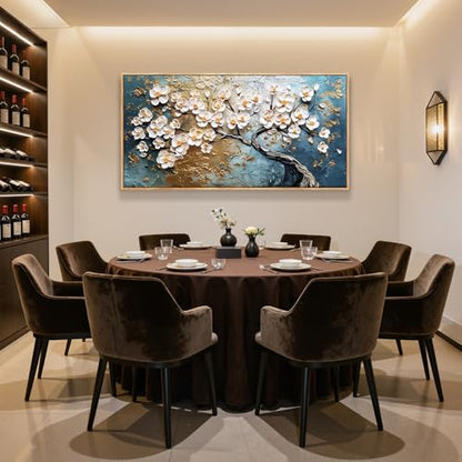 imjiayu White Blossom Canvas Wall Art Abstract Large Tree of Life Painting - color: Plum Tree, size: 57"L x 29"W