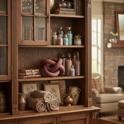 Yalikop 3 Link Wood Knot Decor Rustic Table Shelf Accents, Reddish-Brown - color: Reddish-brown