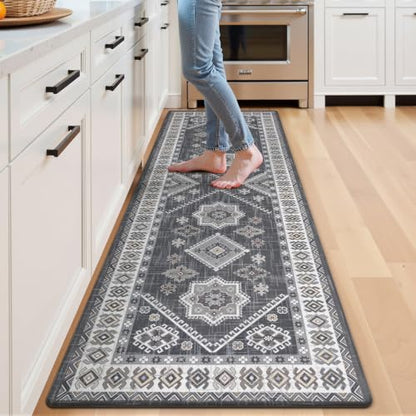 Ileading Anti Fatigue Kitchen Mat, Non Slip Cushioned Standing Floor Mat, Waterproof Kitchen Runner Rug, Farmhouse Comfort Padded Mat for Sink, Laundry, Office, Grey, 24''x71'' - color: Grey