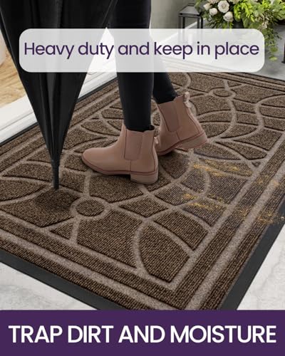 DEXI Front Door Mat Outside Entrance 3x5, Heavy Duty Non Slip, Brown - color: Brown, size: 35" X 59" (Rectangular)