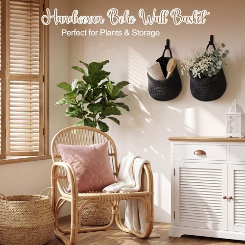 Honeydak 3 Hanging Baskets, Black, Wide Bucket Basket - color: Black, style: Wide Bucket Basket