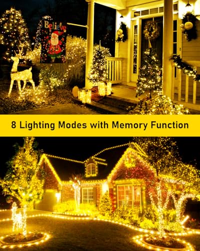 KNONEW 400FT 1200LED Green Wire Outdoor Fairy Lights Plug in Warm White - color: Warm White, size: 400FT 1200 LED Green Wire
