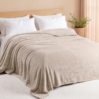 Exclusivo Mezcla Fuzzy Plush Fleece Bed Blanket Queen Size, Camel - color: Camel, size: 90x90 IN