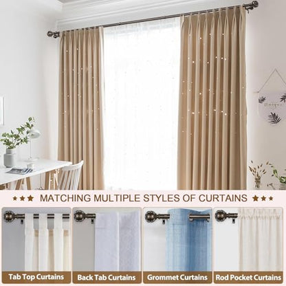 KAMANINA Double Curtain Rod 32 to 58 Inch, Adjustable Drapery Rods, Bronze - color: Antique Bronze, size: 32-58"
