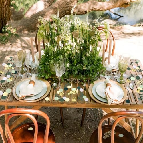 Sage Green 80th Happy Birthday Confetti, 80th Birthday Table Decorations Scatter Green Gold Foil Cake Confetti Decorations for 80 Bday Women Men Party Decor 230 Pcs - style: 80