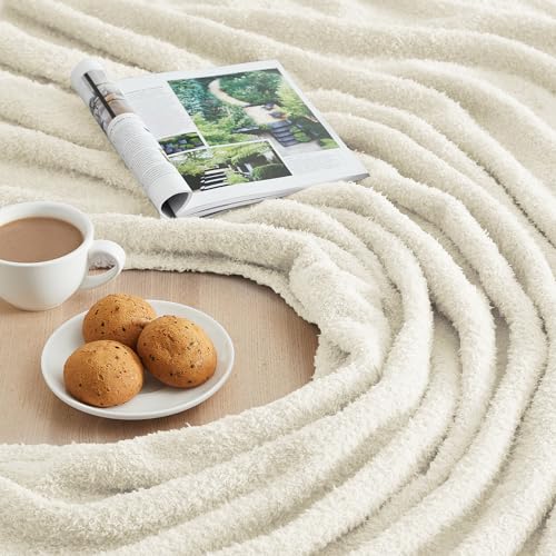 CYMULA Super Soft Knit Throw Blanket Throw Size Beige - Lightweight Plush Fuzzy Fluffy Warm Cozy Blankets and Throws for Sofa Bed All Season Use, 50x60 inches - color: Beige, size: Throw/Travel(50"x60")