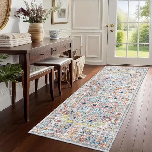 Pauwer Hallway Runner Rug 2x5, Washable Non Slip Kitchen Runner, Grey Multi - color: Grey Multi, size: 2' x 5' (Runner)