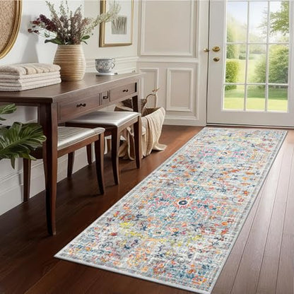 Pauwer Hallway Runner Rug 2x5, Washable Non Slip Kitchen Runner, Grey Multi - color: Grey Multi, size: 2' x 5' (Runner)