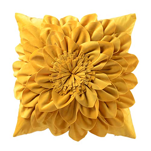 OiseauVoler Decorative 3D Throw Pillow Covers Aesthetic Yellow 18x18 Inch - color: Yellow