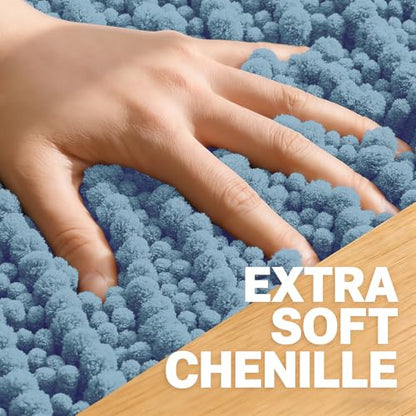 OLANLY Bathroom Rugs 34x21, Thick Soft Absorbent Chenille Bath Rugs - color: Airy Blue, size: 34" x 21"