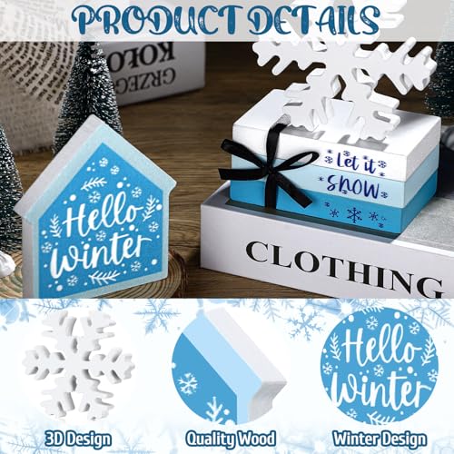 Blulu 5 Pcs Winter Snowflake Table Decorations, Winter Tiered Tray Decor - style: Snowflake