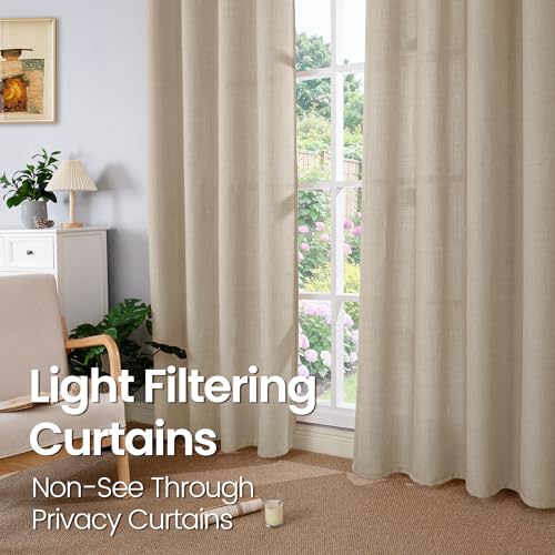 BGment Short Oatmeal Curtains for Bedroom, 54 Inches Long 2 Panels - color: Oatmeal, size: 52"W x 54"L (Pack of 2)