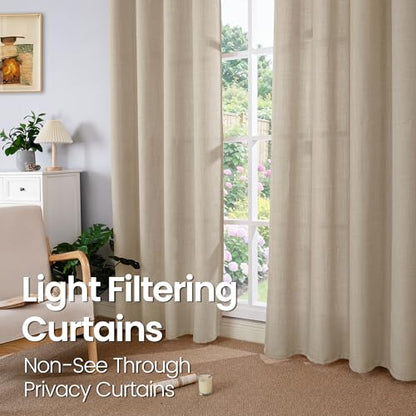 BGment Oatmeal Linen Curtains 63 Inch Length for Living Room - 2 Panels - color: Oatmeal, size: 52"W x 63"L (Pack of 2)
