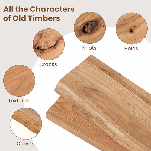 Floating Shelves for Wall, Solid Elm Wood Shelves, 30in Set of 2, Natural - color: Natural, size: Live Edge, 30inch, 2Packs