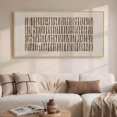 Large Framed Neutral Abstract Wall Art for Living Room, Horizontal 30x60 In - color: Beige and Brown, size: 60"L x 30"W