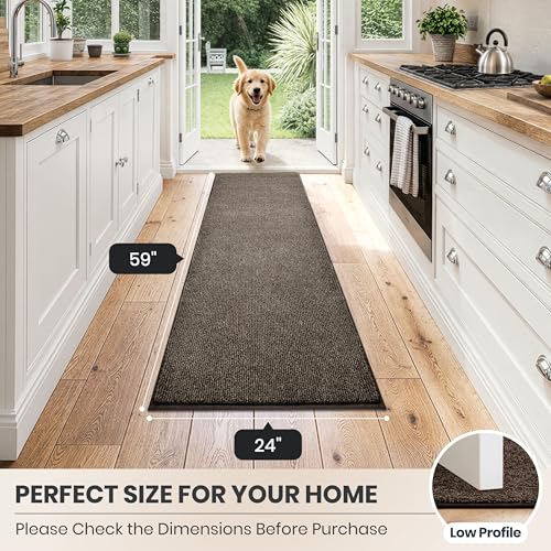 PURRUGS Hallway Runner Rug, 24" x 59", Heathered Brown - color: Heathered Brown, size: 24" X 59" (Runner)