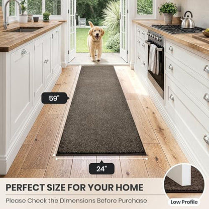 PURRUGS Hallway Runner Rug, 24" x 59", Heathered Brown - color: Heathered Brown, size: 24" X 59" (Runner)