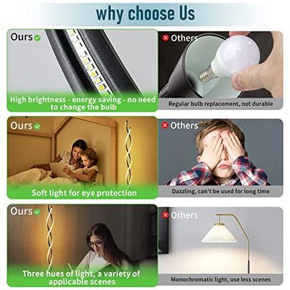 Modern Floor Lamps for Living Room Black 3‑Color Remote Dimmable - color: Black