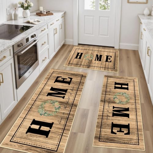 Kitchen Rugs Non Slip Washable Farmhouse Kitchen Mats for Floor, Brown - color: Home-brown2, size: 20"x32"+20"x48"+20"x59"