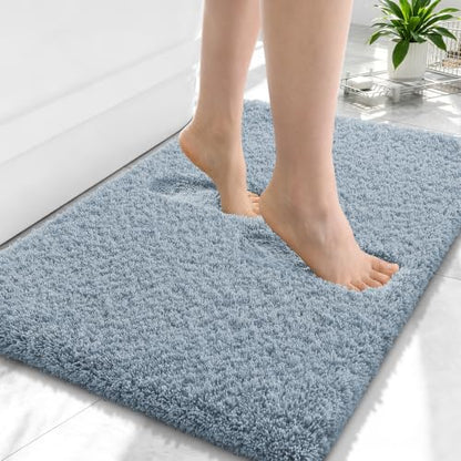 OLANLY Microfiber Small Bathroom Rugs 24x16, Soft Bath Mat, Airy Blue - color: Airy Blue, size: 24" X 16"